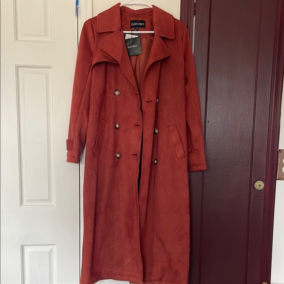 Ellen Tracy Women's Rust Suede Double-Breasted Coat - Picture 1 of 4